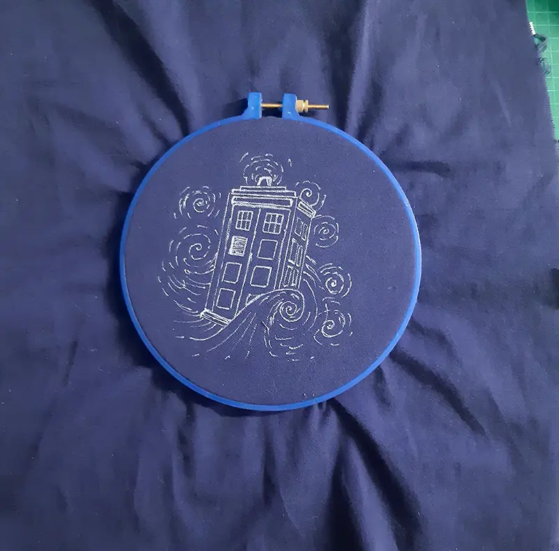 in the embroidery hoop