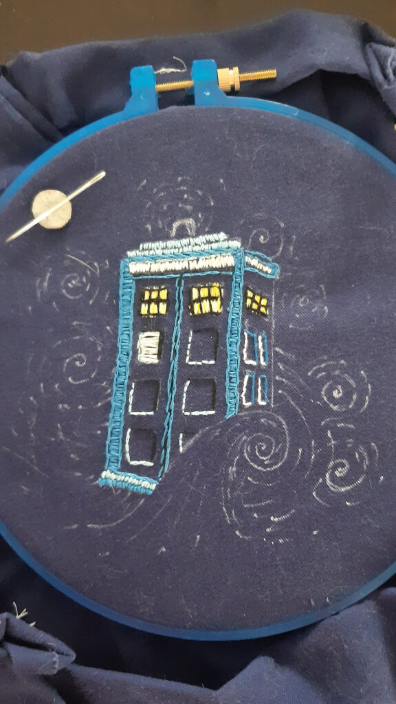 embroidery of the outlines