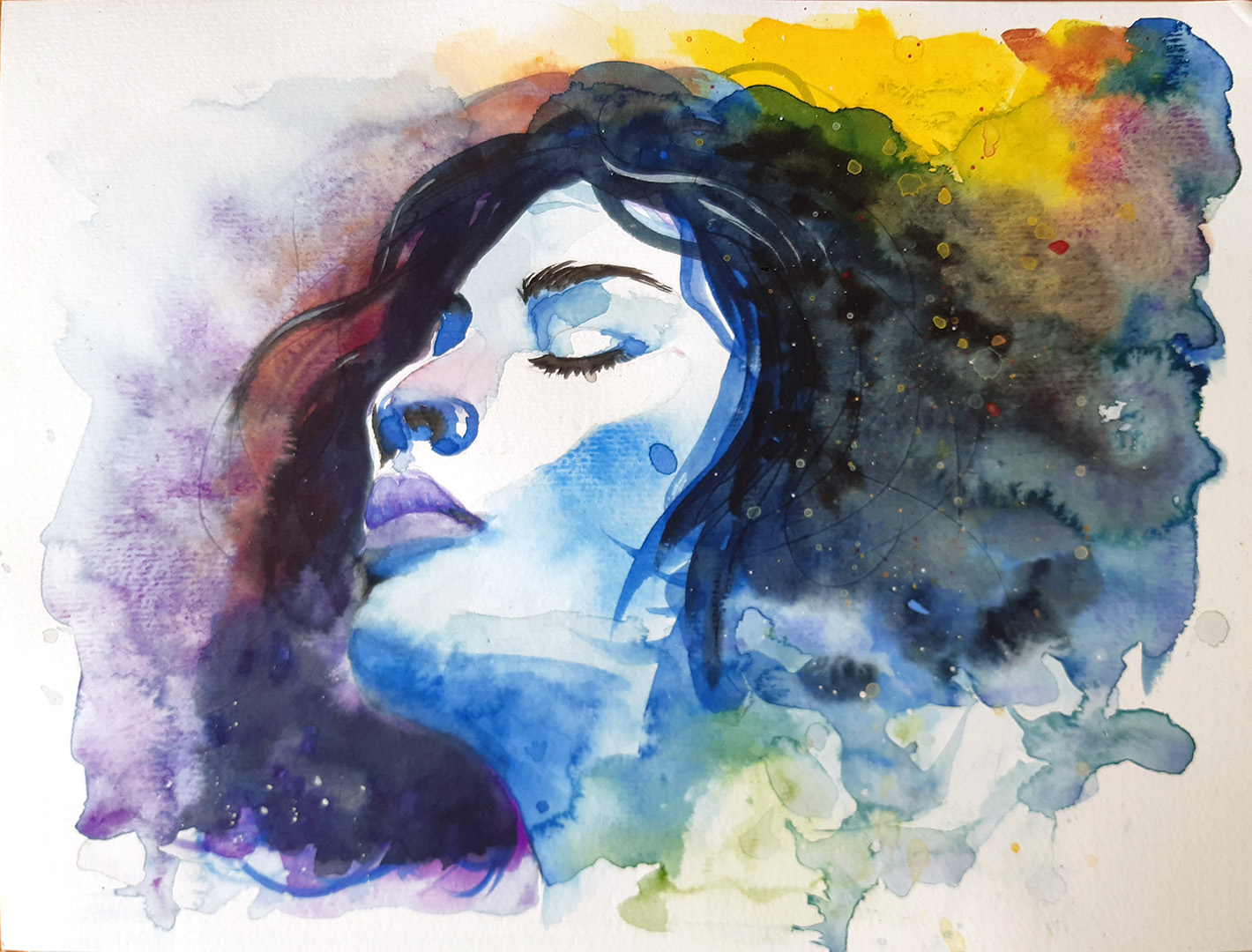 פורטרט צבעוני בצבעי מים