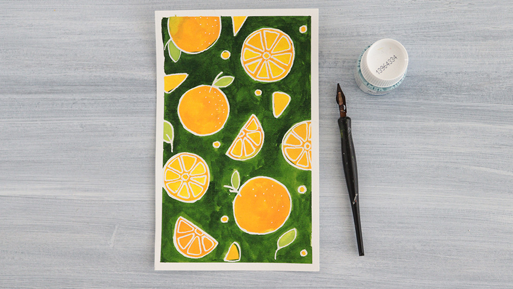 פירות הדר בצבעי מים